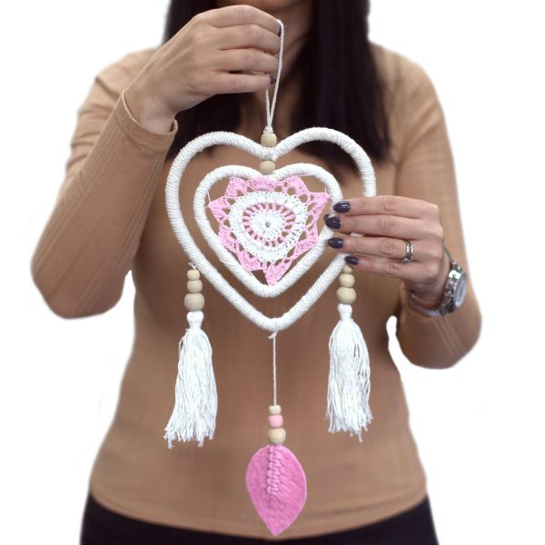 Attrape-Rêve Cœur Rose Moyen – Image 3