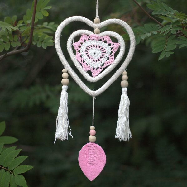 Attrape-Rêve Cœur Rose Moyen – Image 2