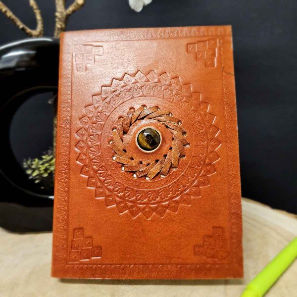 Carnet Grimoire  Œil du Tigre en Cuir