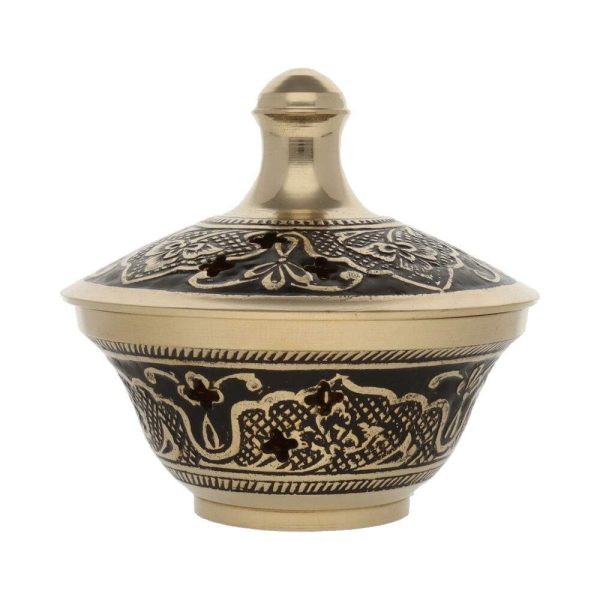 brûle-encens en bronze avec gravures noires