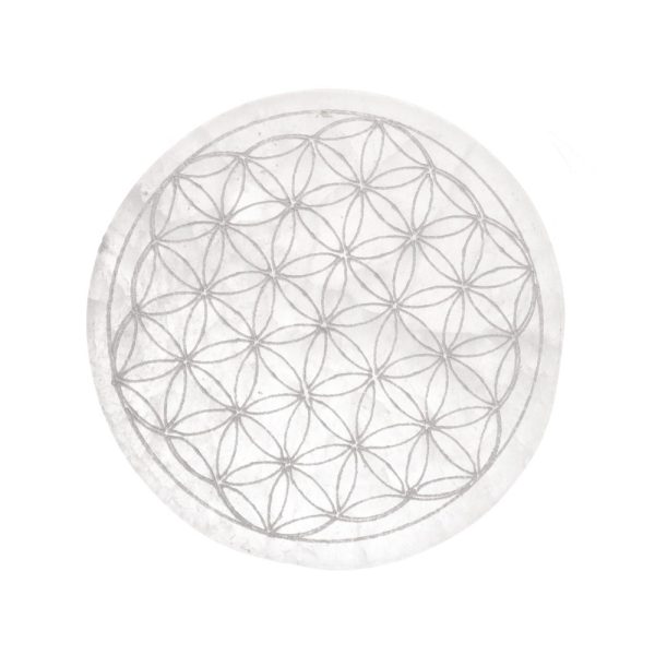 Plaque circulaire en sélénite Fleur de Vie