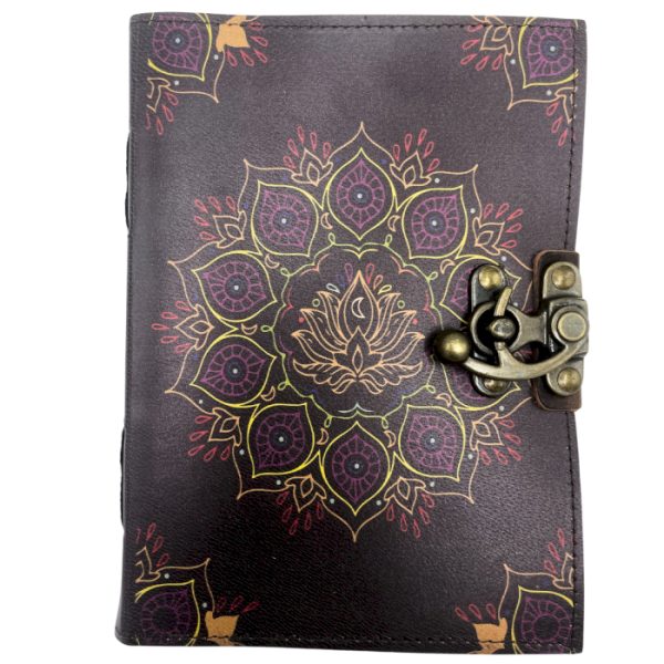 Carnet de Notes en Cuir Lotus Mandala à Bords Pontés 18x13cm