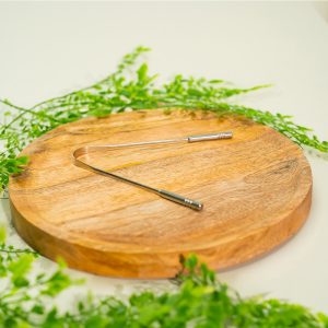 Gratte-langue de luxe en acier inoxydable avec 2 poignées – 30 gr.