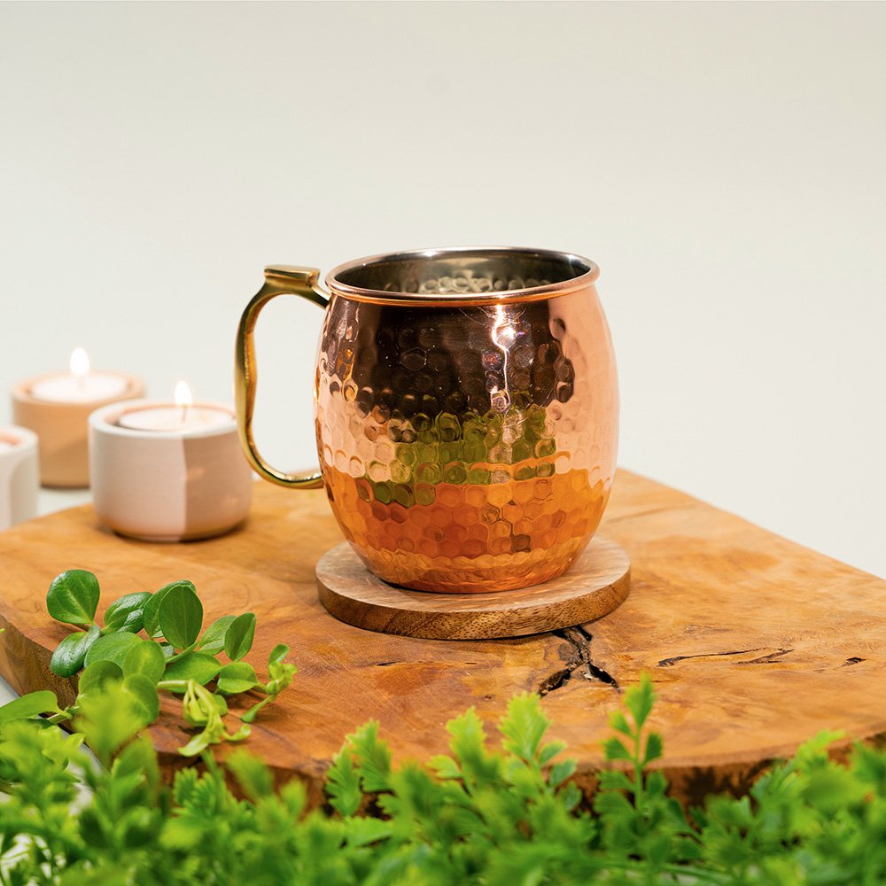 Mug en cuivre pur avec anse lisse – 400 ml (intérieur en nickel) – Image 2