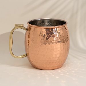 Mug en cuivre pur avec anse lisse – 400 ml (intérieur en nickel)