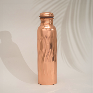 Bouteille d'eau en cuivre pur, forme ondulée, ± 950 ml/315 g (version renforcée, en coffret cadeau de luxe)