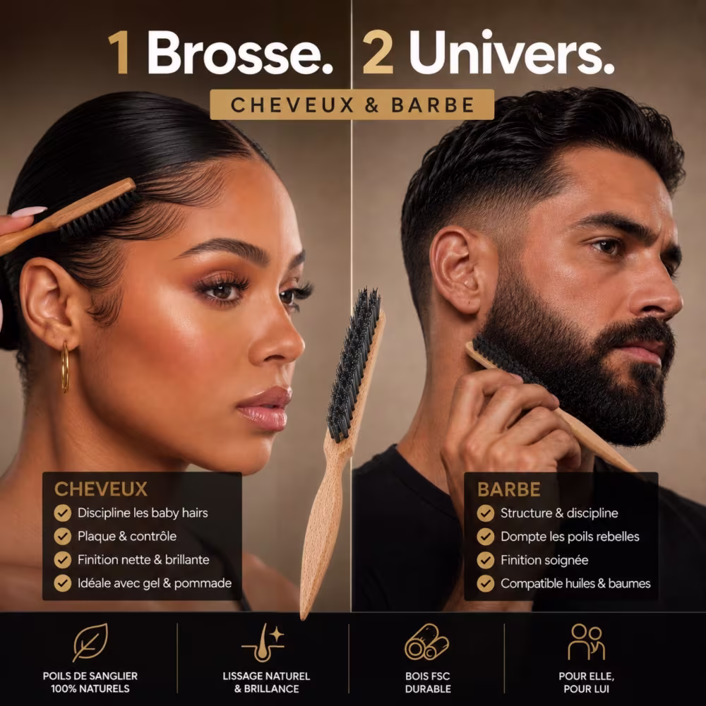 Brosse de précision cheveux et barbe en bois fsc, poils de sanglier – Image 7