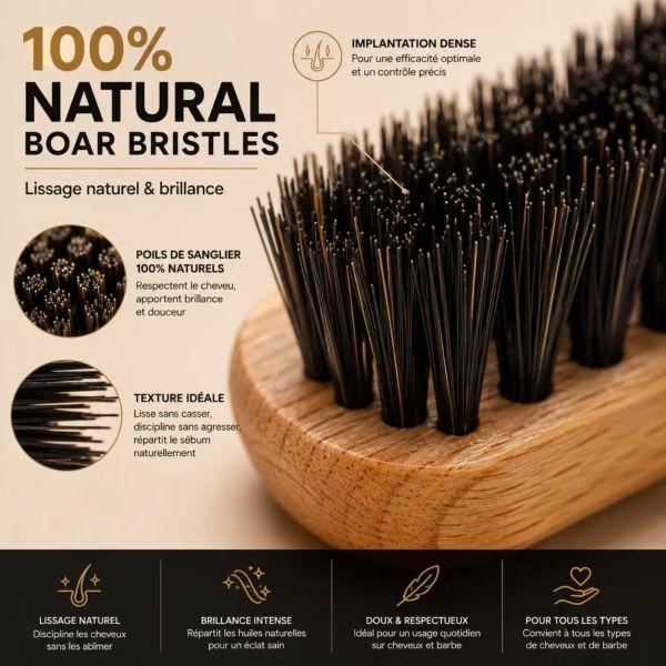 Brosse de précision cheveux et barbe en bois fsc, poils de sanglier – Image 4