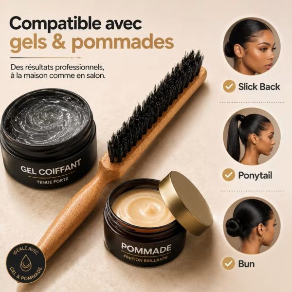 Brosse de précision cheveux et barbe en bois fsc, poils de sanglier – Image 5