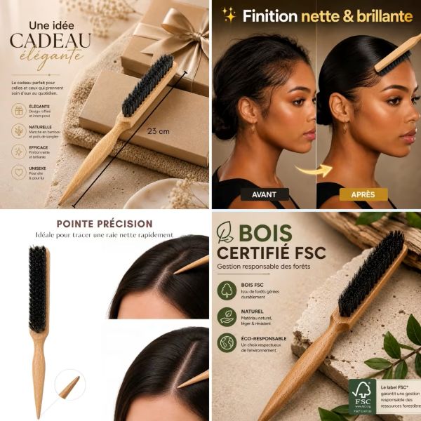 Brosse de précision cheveux et barbe en bois fsc, poils de sanglier – Image 6