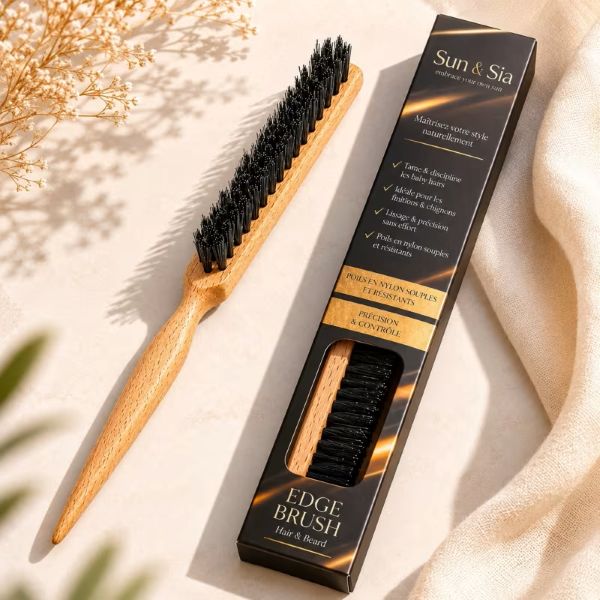 Brosse de précision cheveux et barbe en bois fsc, poils de sanglier – Image 2