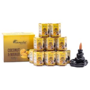 Cône d'Encens à Reflux Masala — Noix de Coco & Mangue (Paquet de 10)