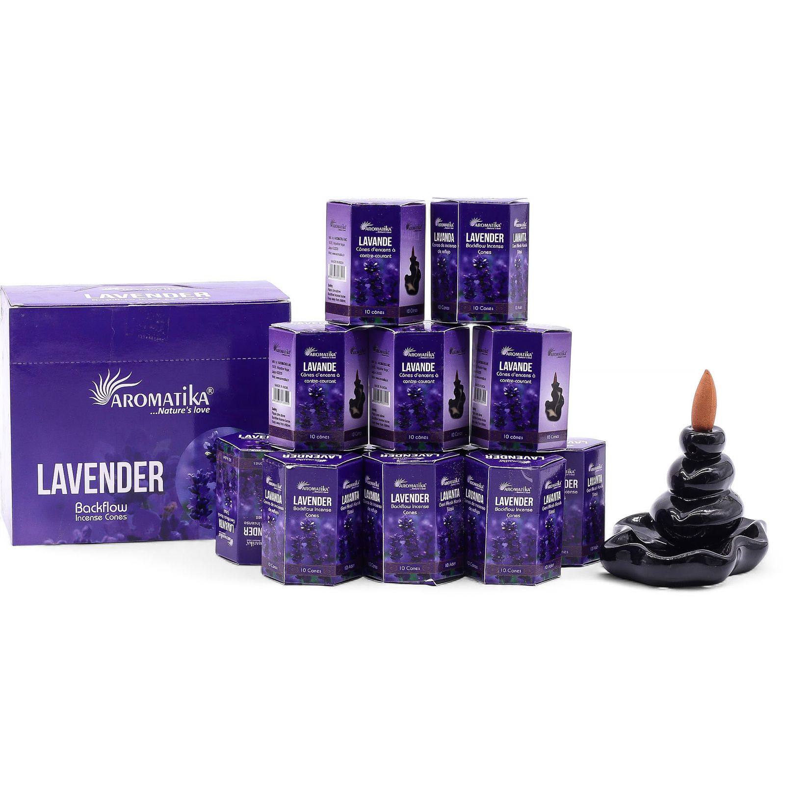 Cône d'Encens à Reflux Masala — Lavande (Paquet de 10)