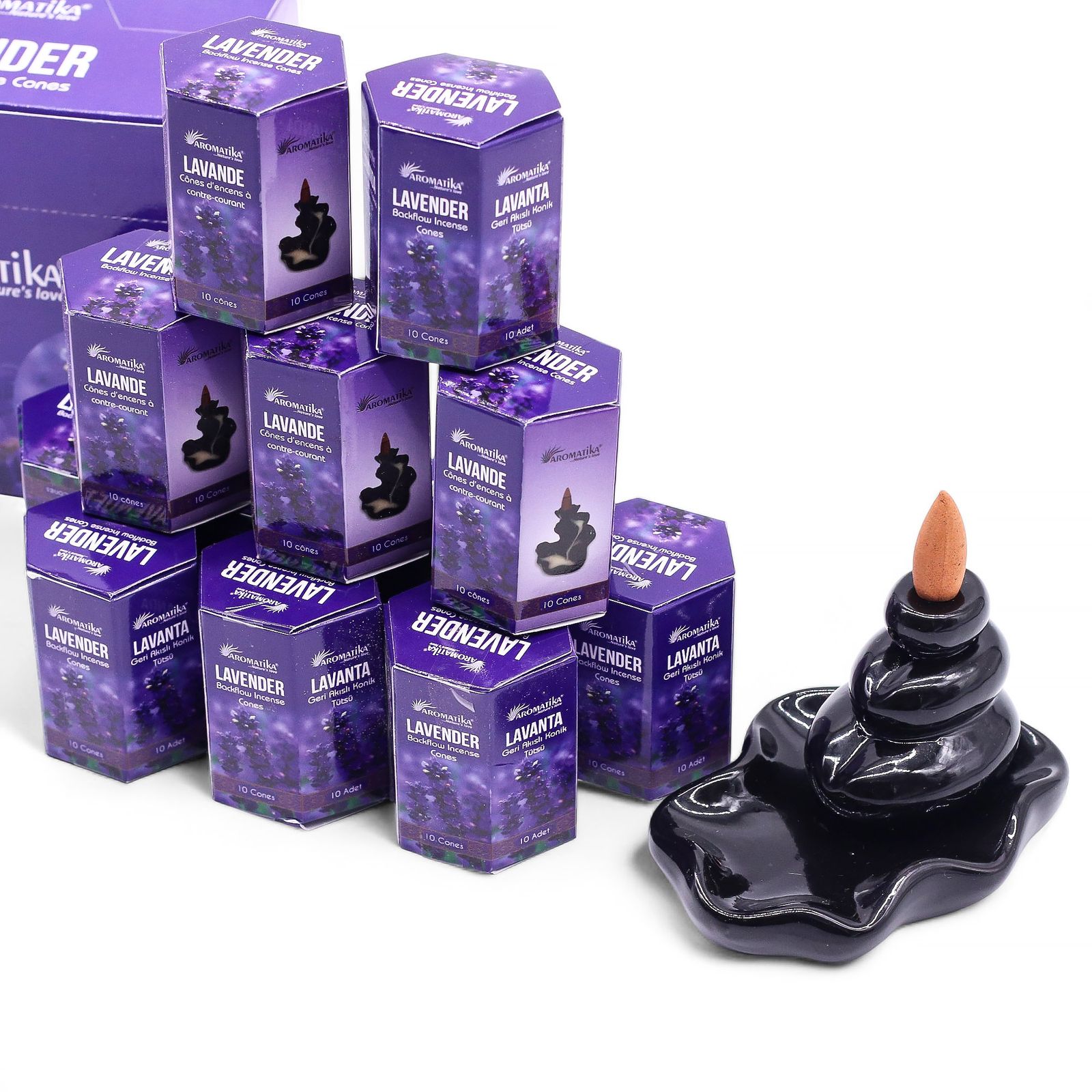 Cône d'Encens à Reflux Masala — Lavande (Paquet de 10) – Image 2